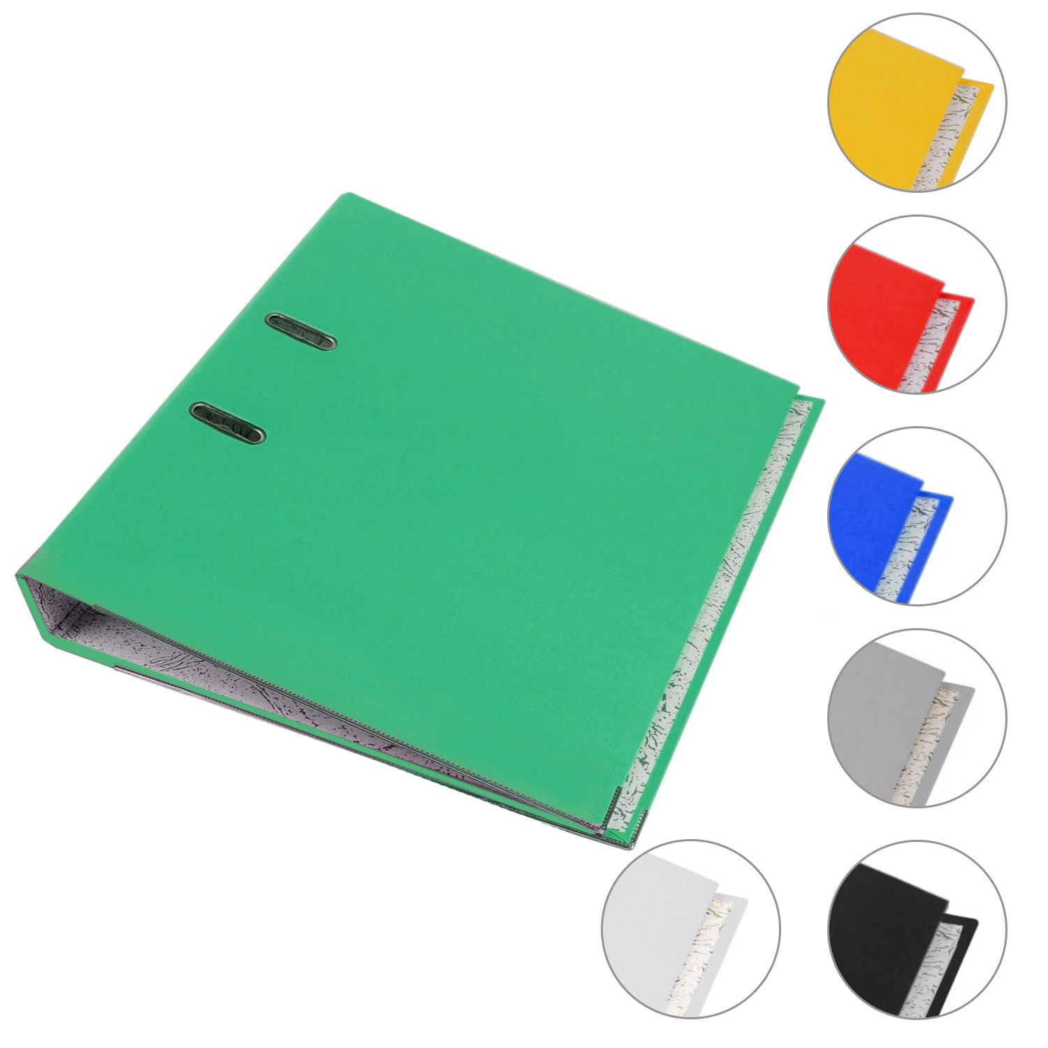 Biblioraft plastifiat, A4, latime cotor 5 cm, bordura metalica, diverse culori Verde image12